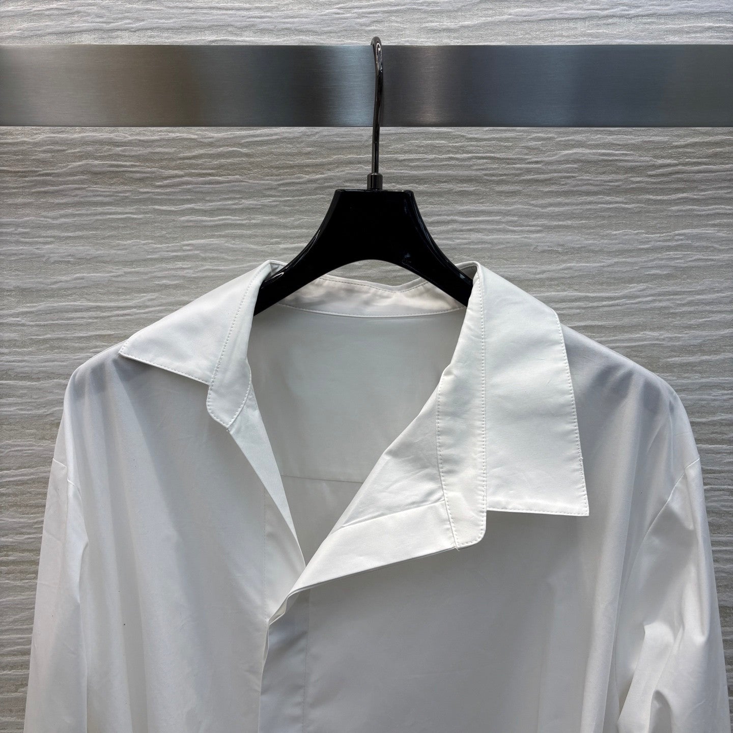 Pure white shirt - style dress with diagonal buttons