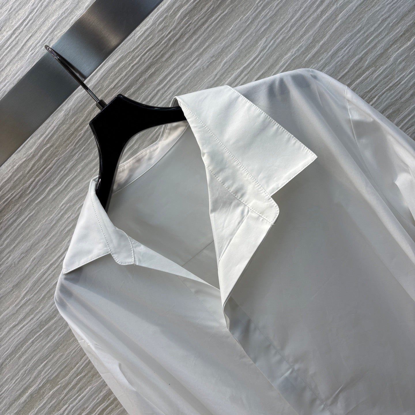 Pure white shirt - style dress with diagonal buttons