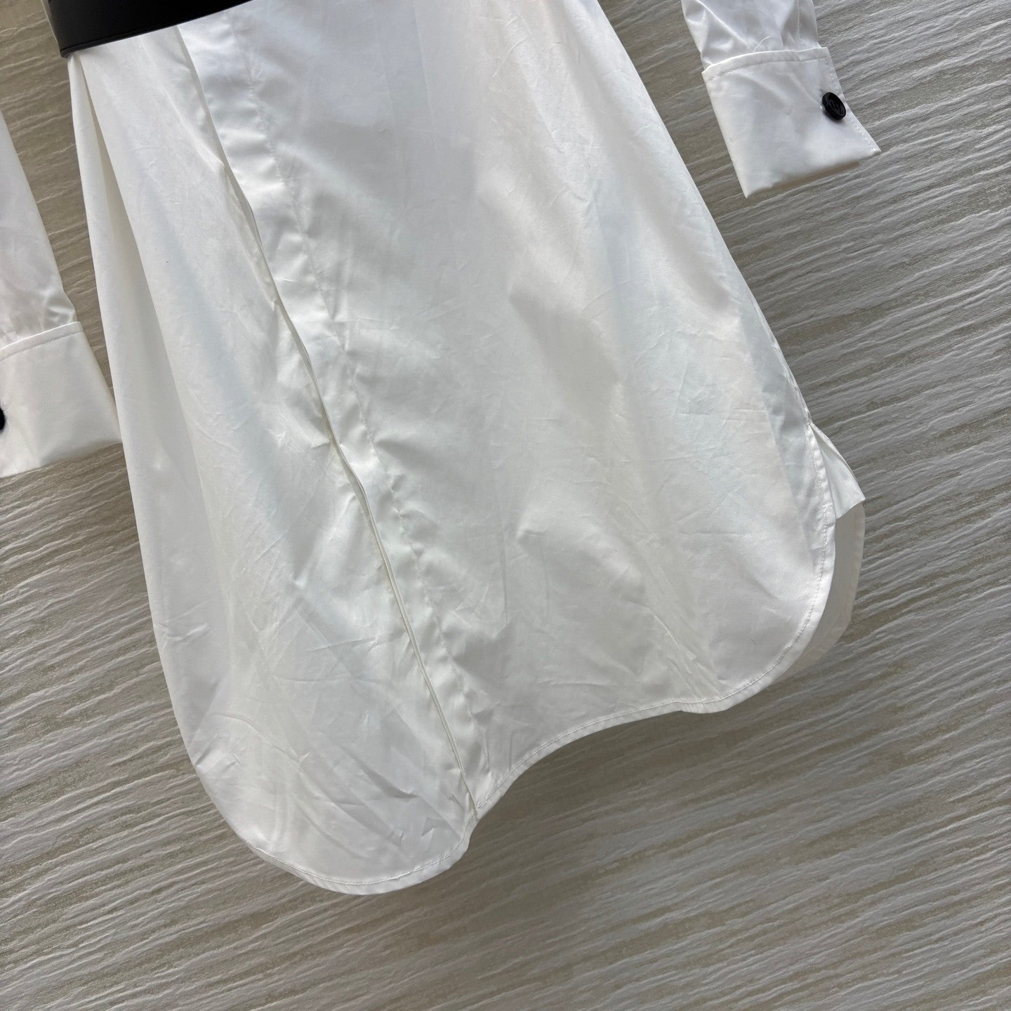 Pure white shirt - style dress with diagonal buttons