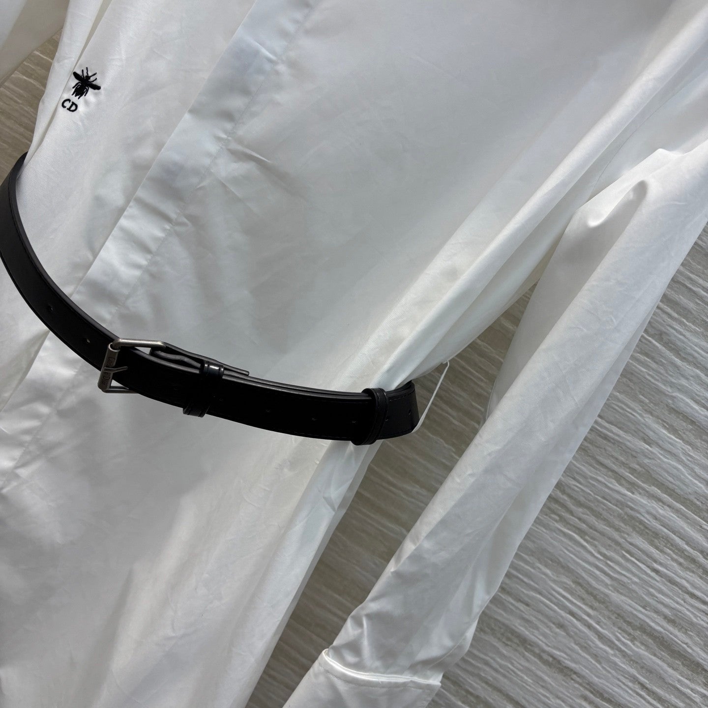 Pure white shirt - style dress with diagonal buttons