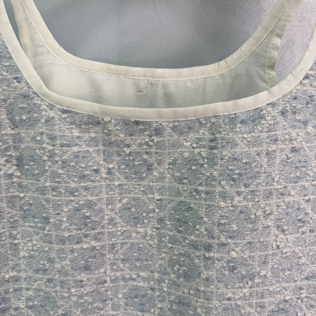 Soft blue camisole dress with checkered pattern