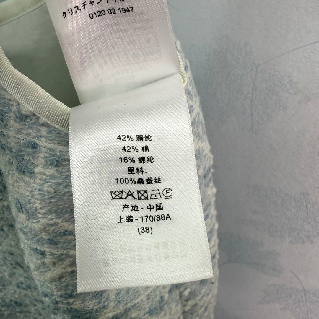 Soft blue camisole dress with checkered pattern