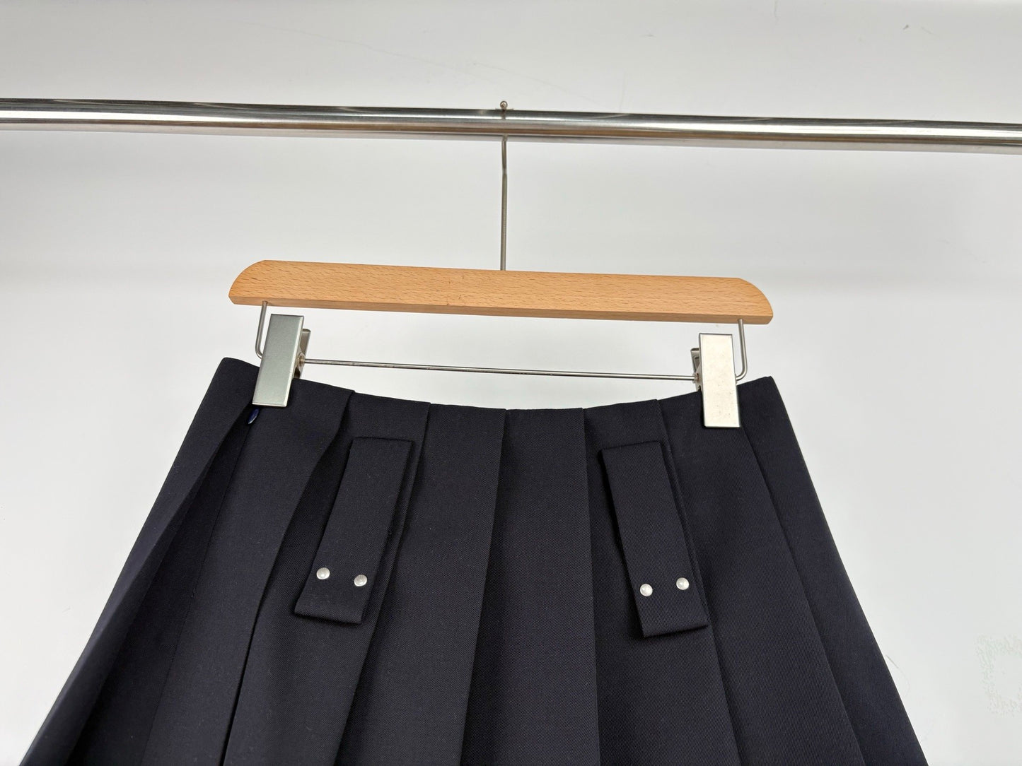 Pleated A - line Skirt with Ring Decoration