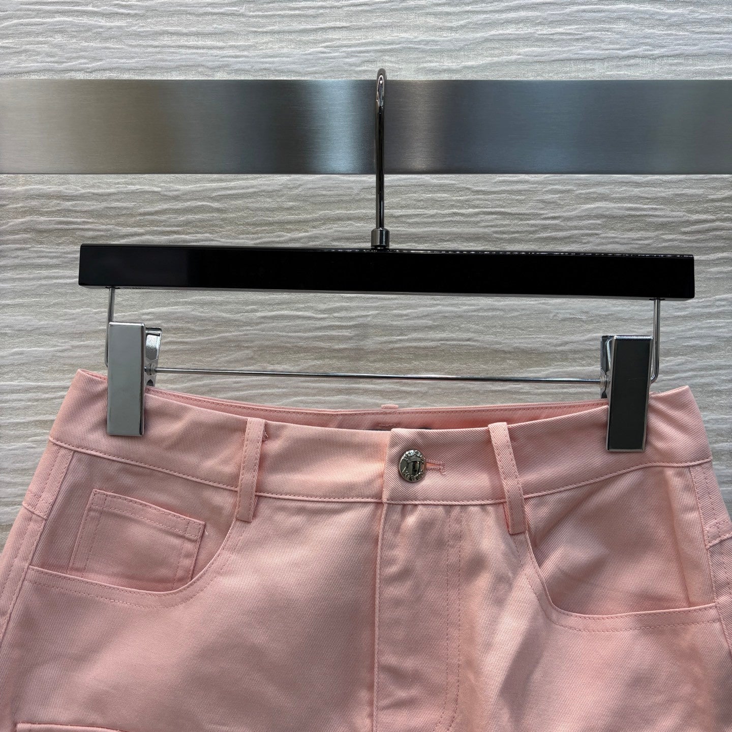 Pink Utility A - line Skirt with Double Pockets and Triangular Logo