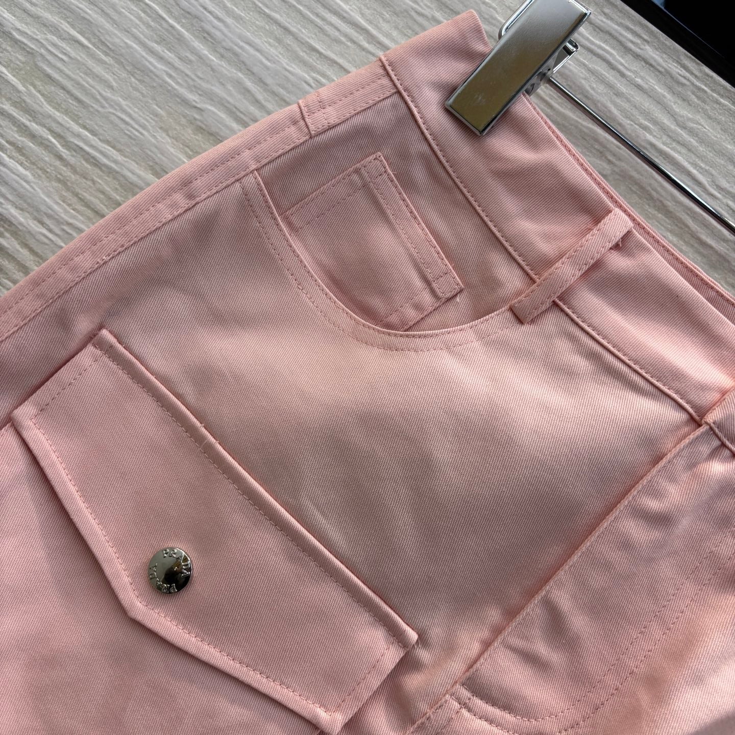 Pink Utility A - line Skirt with Double Pockets and Triangular Logo