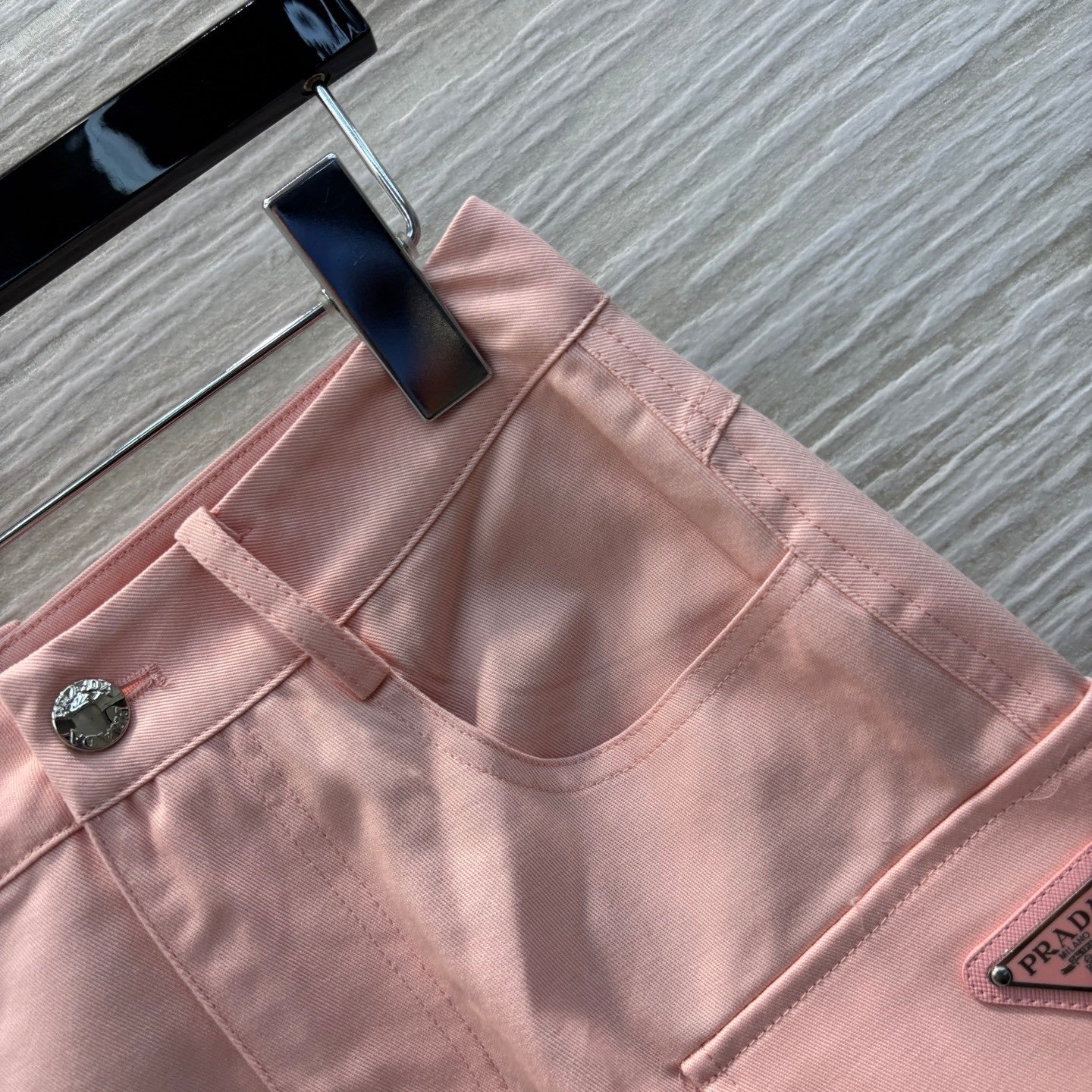 Pink Utility A - line Skirt with Double Pockets and Triangular Logo