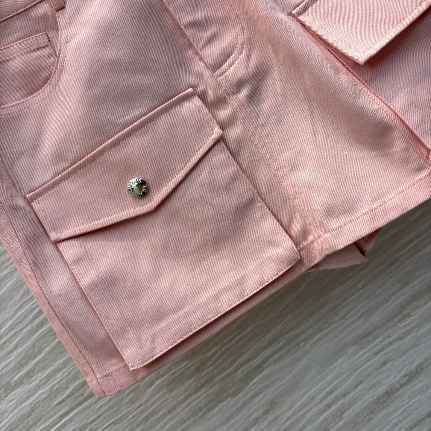 Pink Utility A - line Skirt with Double Pockets and Triangular Logo