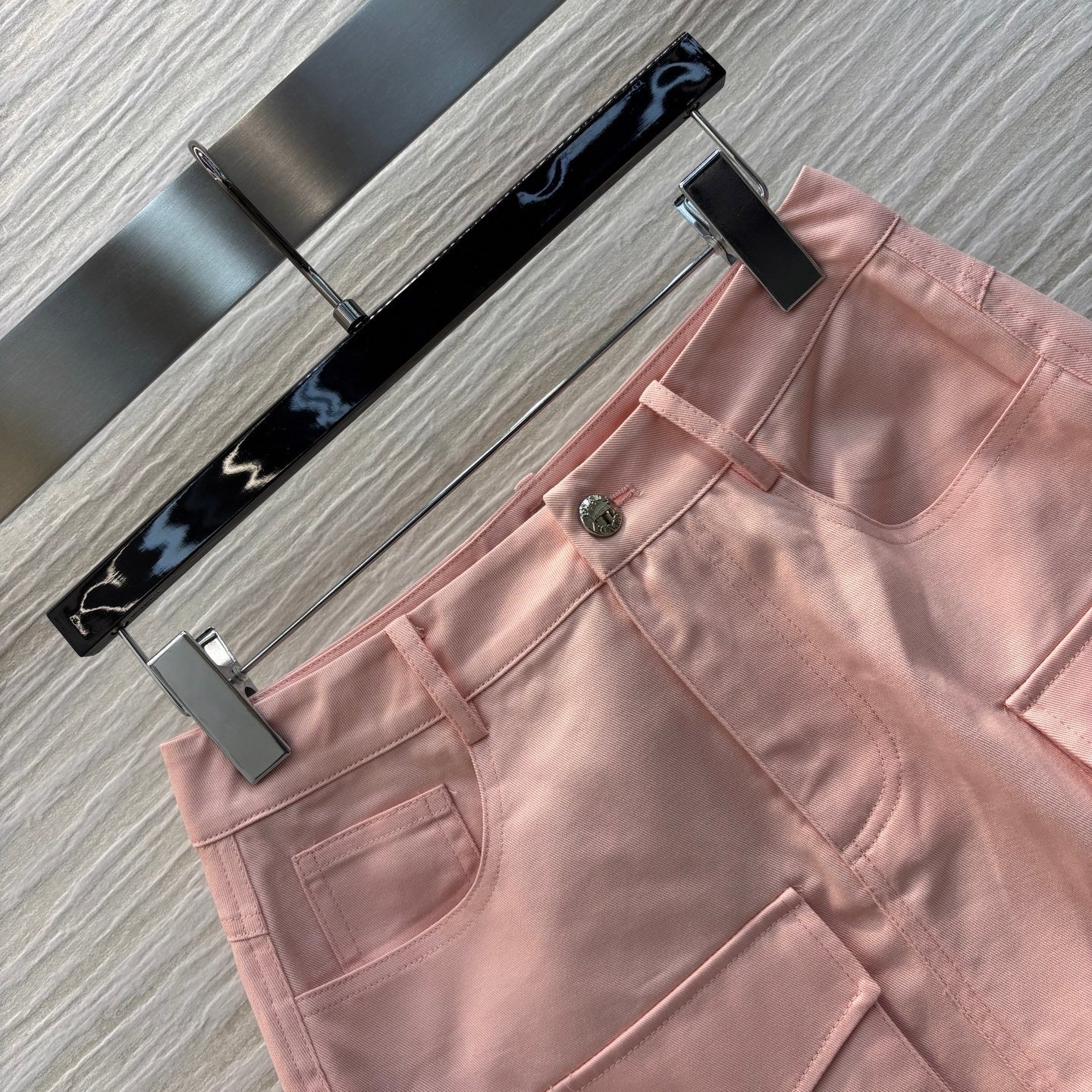 Pink Utility A - line Skirt with Double Pockets and Triangular Logo