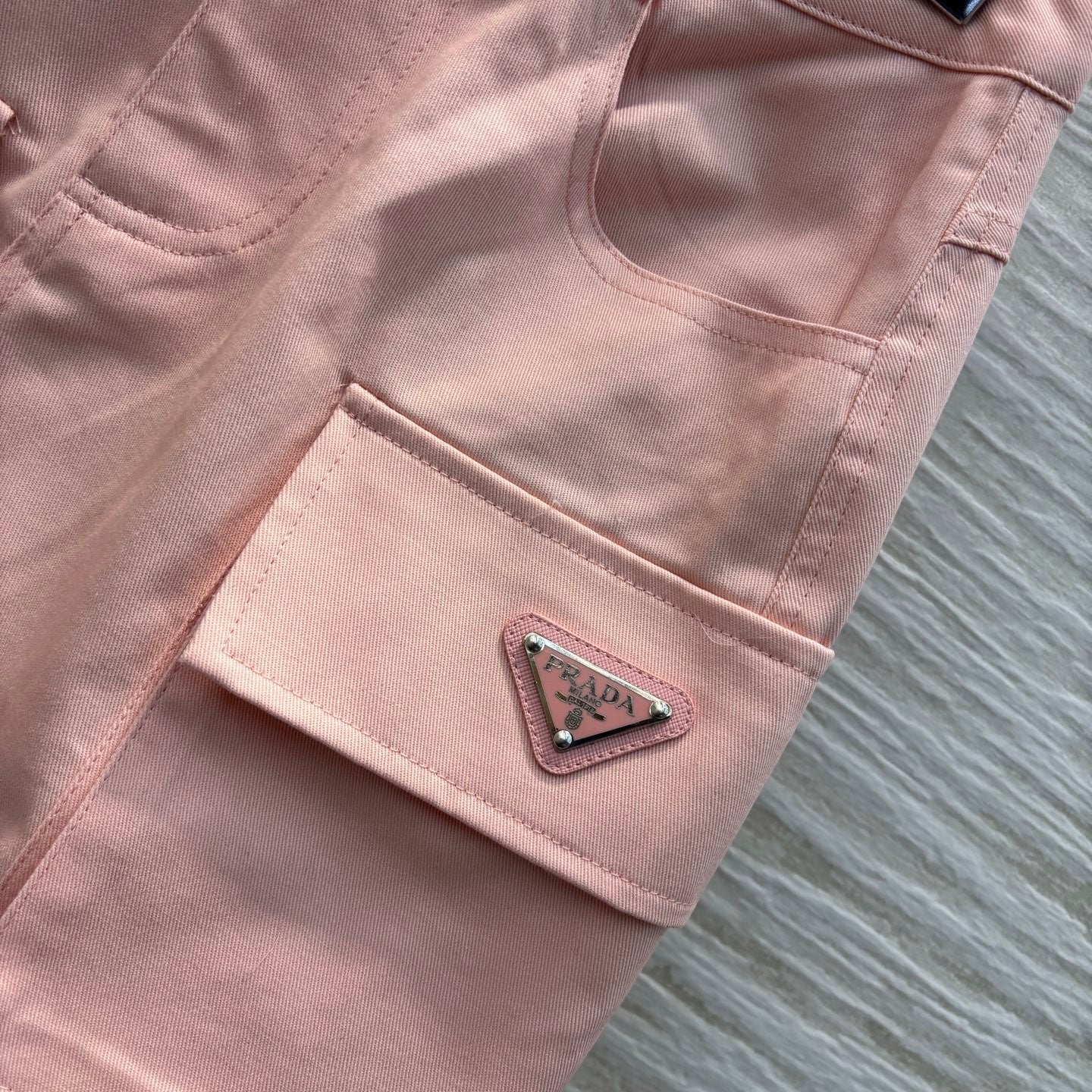 Pink Utility A - line Skirt with Double Pockets and Triangular Logo