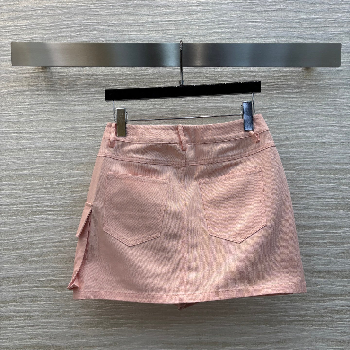 Pink Utility A - line Skirt with Double Pockets and Triangular Logo