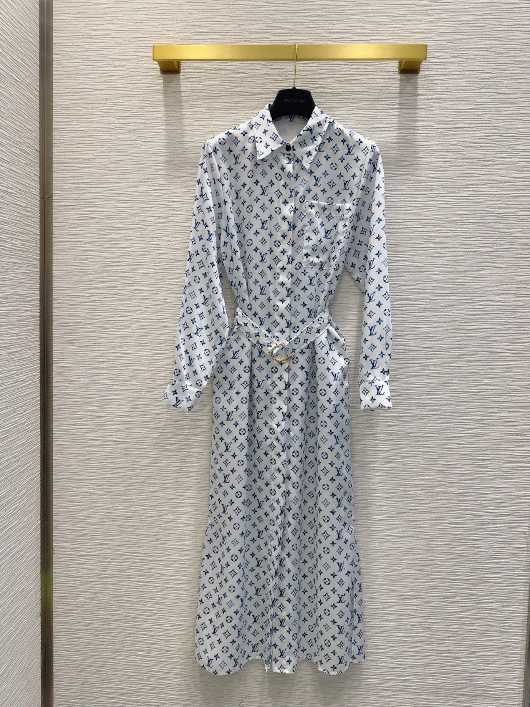 Long - sleeved Shirtdress with Printed Logo