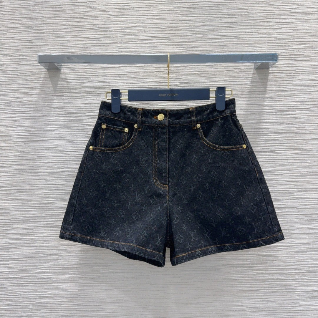 Printed Logo Denim Shorts