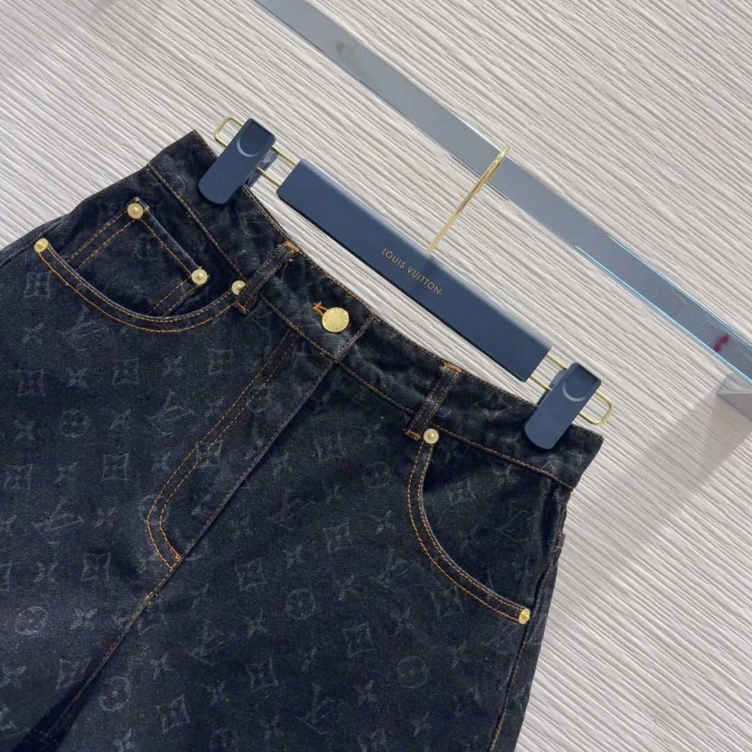 Printed Logo Denim Shorts