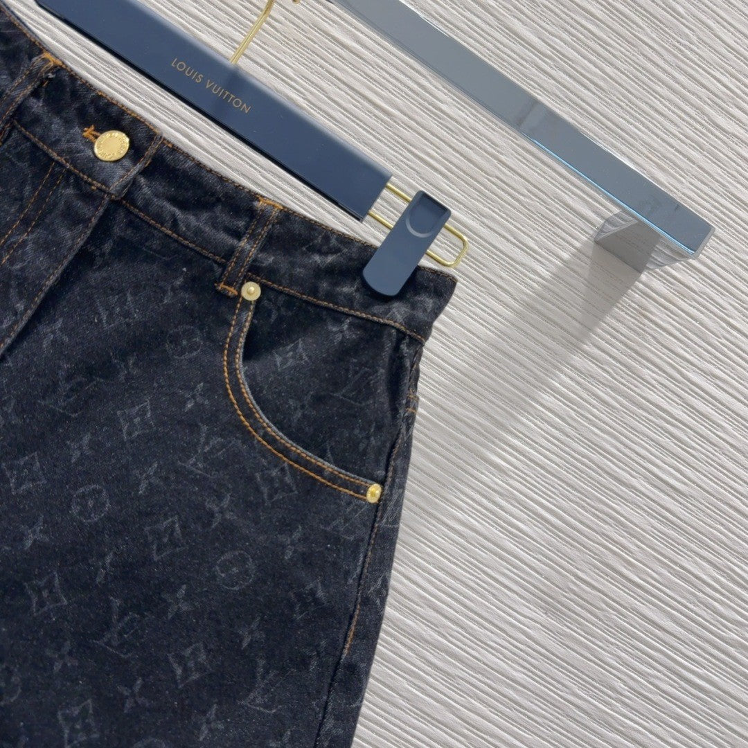 Printed Logo Denim Shorts