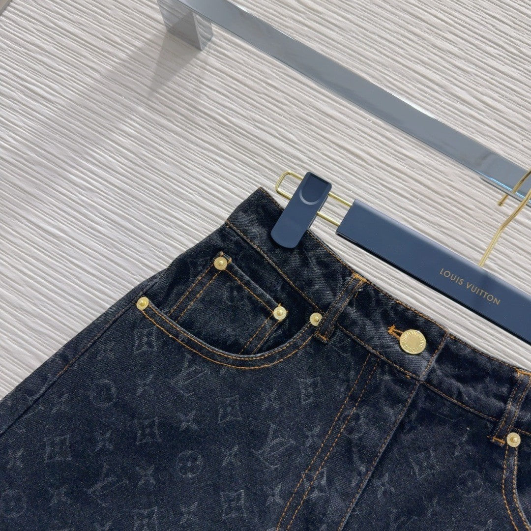 Printed Logo Denim Shorts