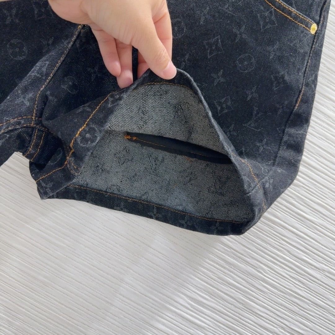 Printed Logo Denim Shorts