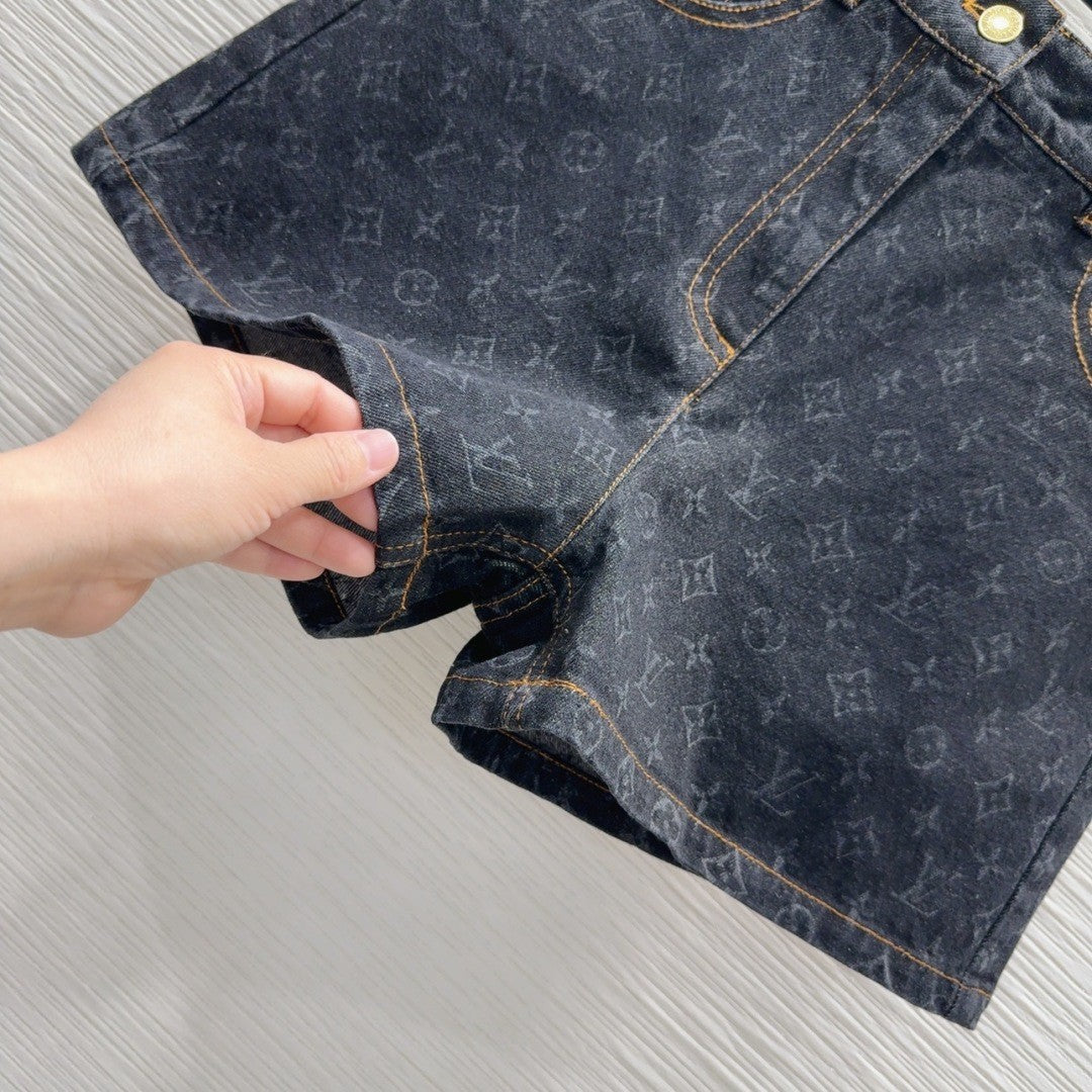 Printed Logo Denim Shorts