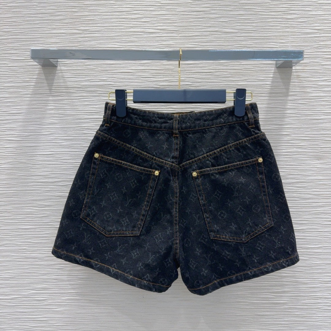 Printed Logo Denim Shorts