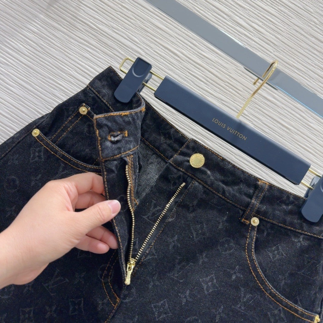 Printed Logo Denim Shorts