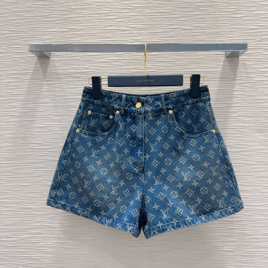Printed Logo Denim Shorts