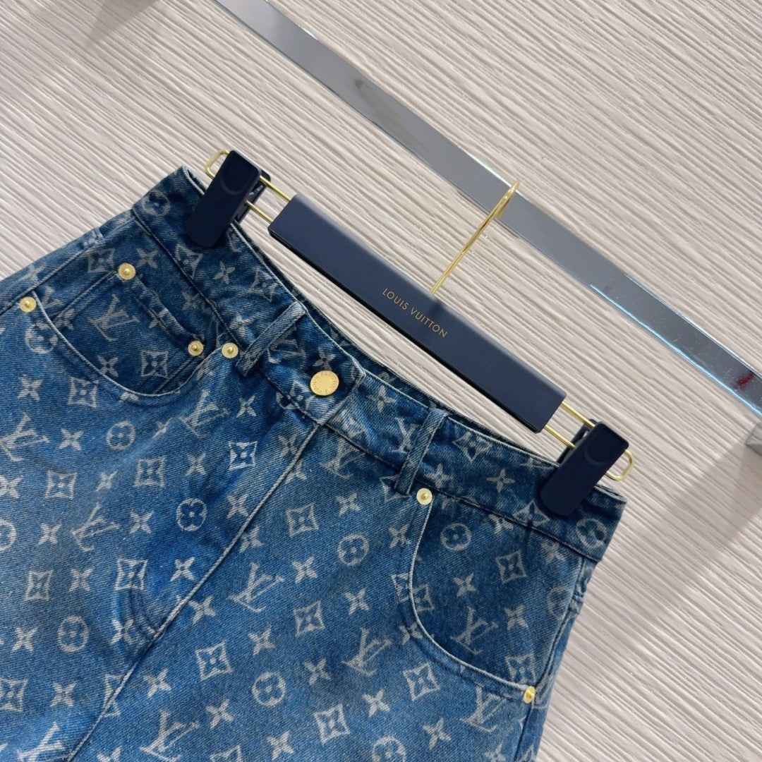 Printed Logo Denim Shorts