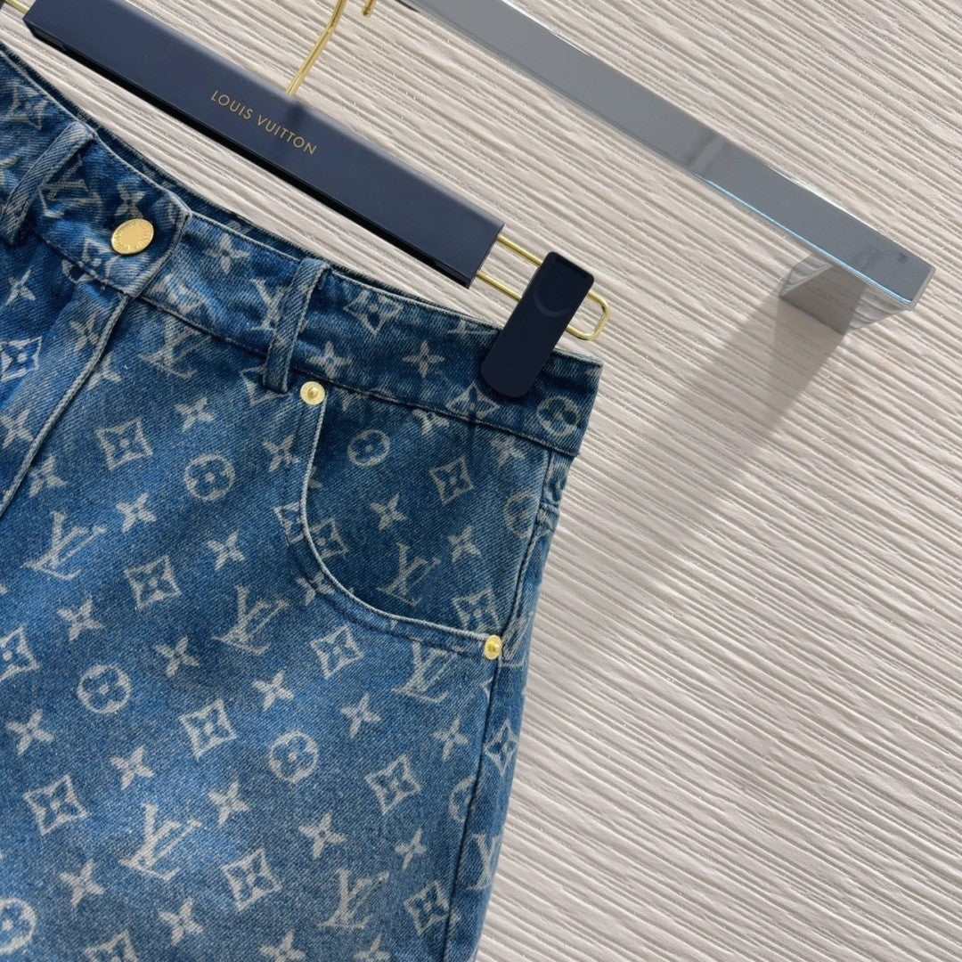 Printed Logo Denim Shorts