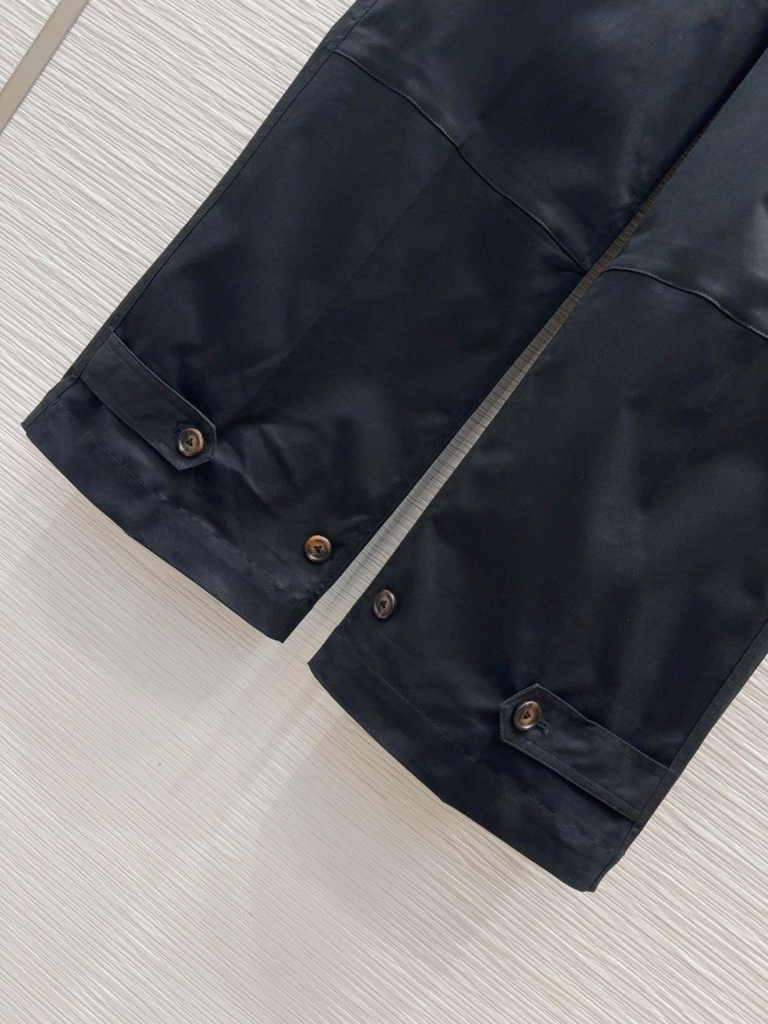 Black Cargo Pants with Monogram - Trimmed Pockets & Belt Detail
