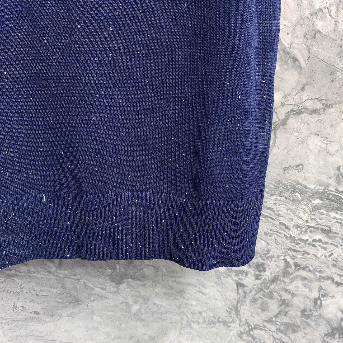 Navy Blue Sleeveless Knit Vest  T - shirt  with Embellishments & Logo