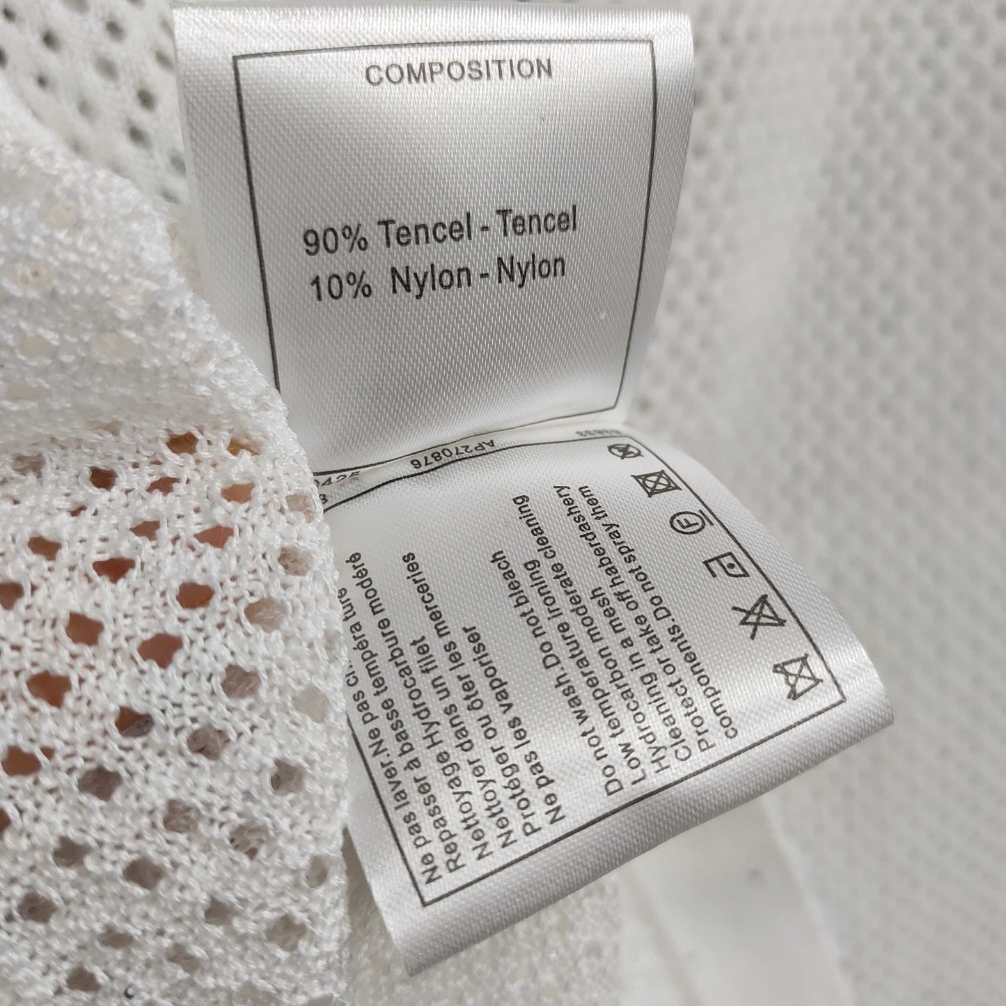 Short - sleeved Mesh T - shirt Top with Lace - trimmed Sleeves & Camellia Embellishment