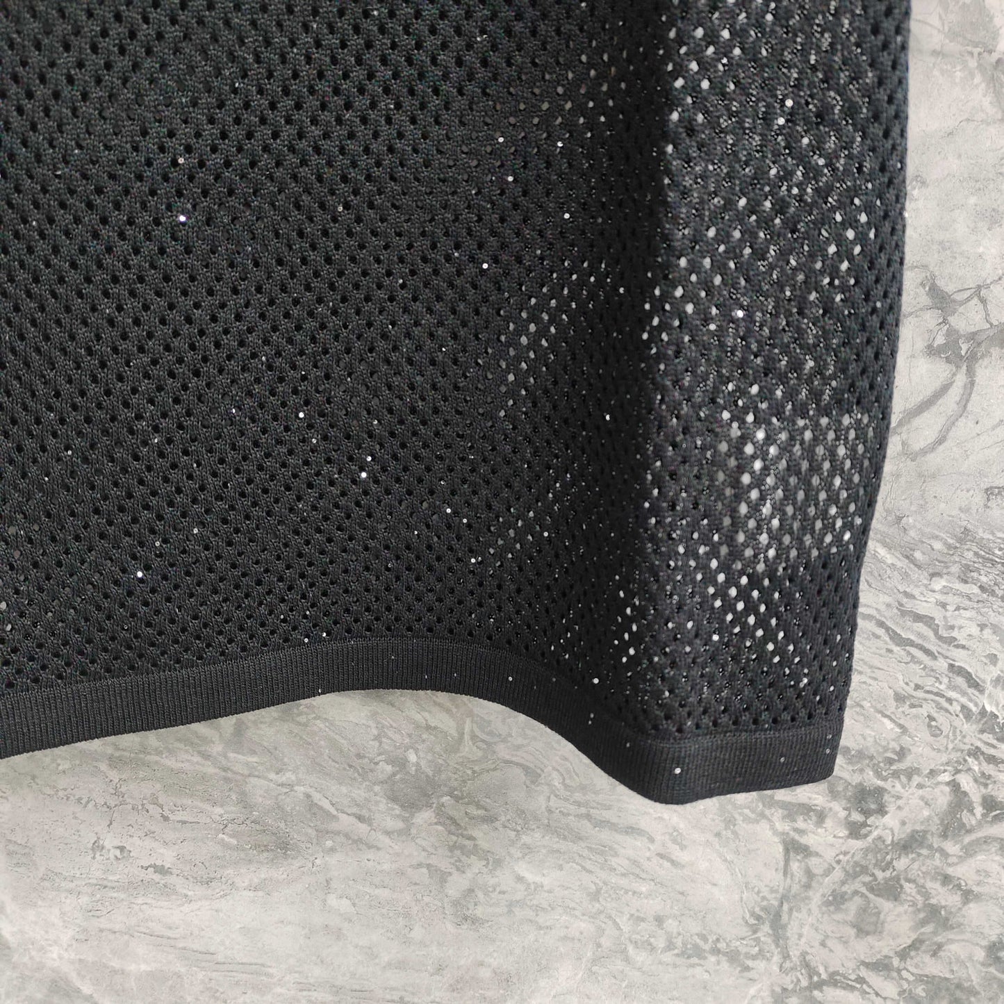 Short - sleeved Mesh T - shirt Top with Lace - trimmed Sleeves & Camellia Embellishment