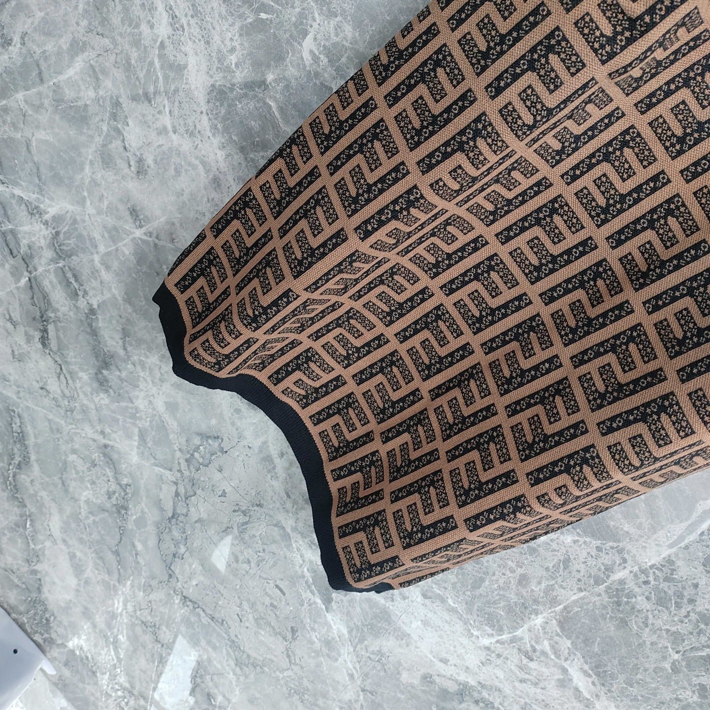 Dress with Interwoven Brown and Black Classic Double - F Pattern