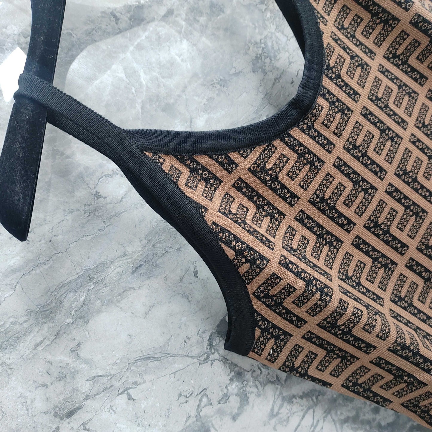 Sling Dress with Interwoven Brown and Black Classic Double - F Pattern