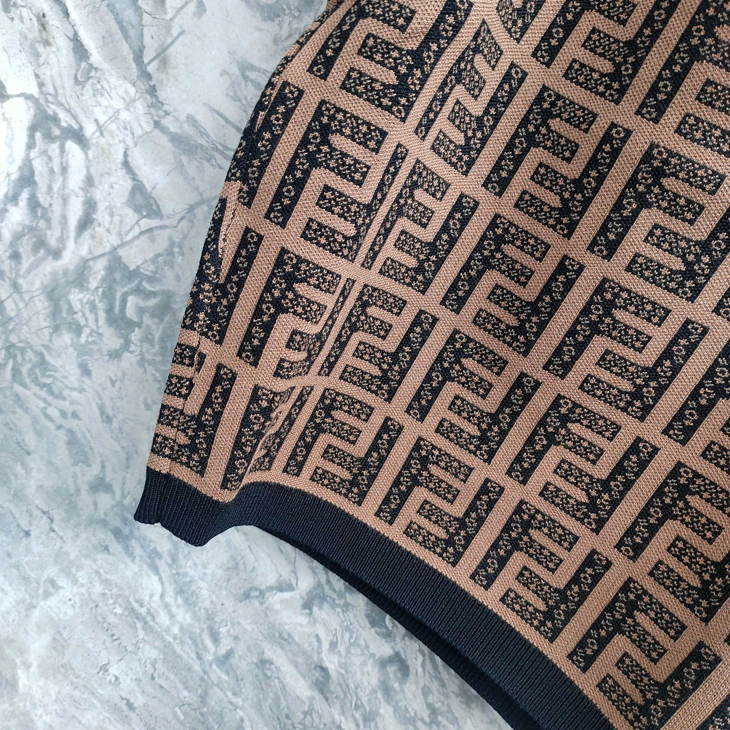 Sling Vest T - shirt with Interwoven Brown and Black Classic Double - F Pattern