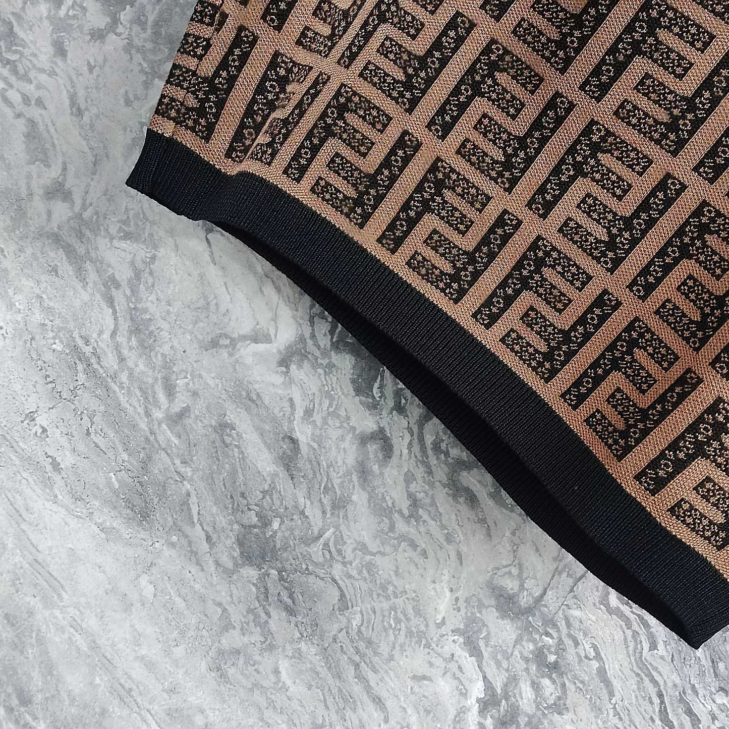 Sling Vest T - shirt with Interwoven Brown and Black Classic Double - F Pattern