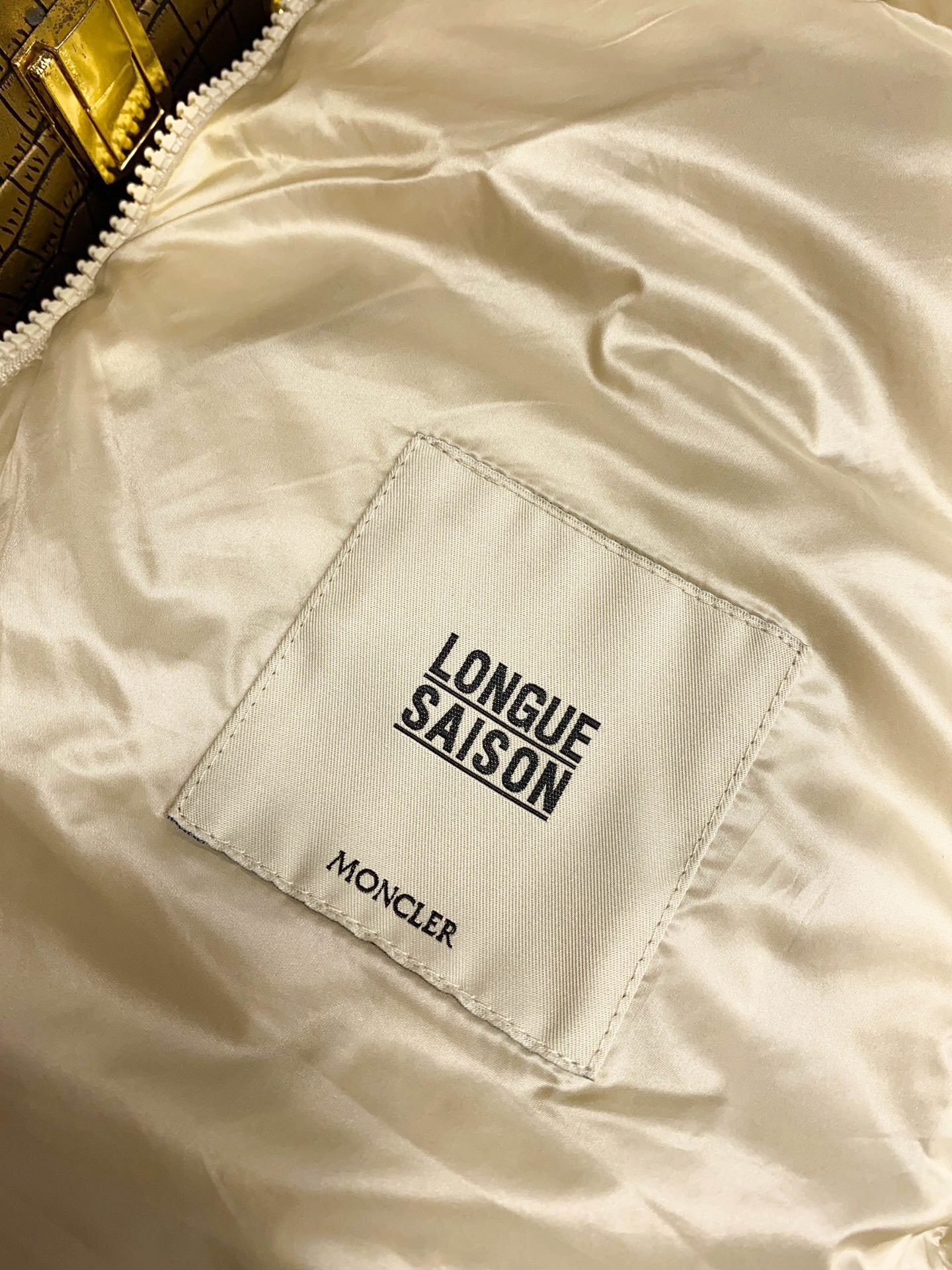 Cream  colored Mid  length Women's Hooded Waist  cinching Down Jacket