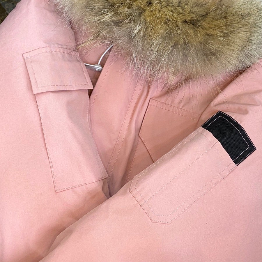 Pink Mid  length Hooded Down Jacket