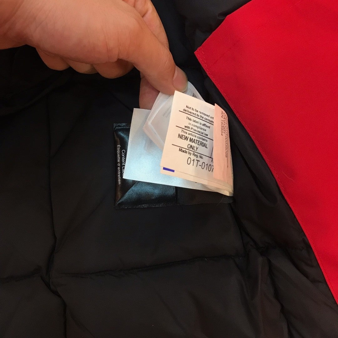 Red Mid  length Hooded Down Jacket