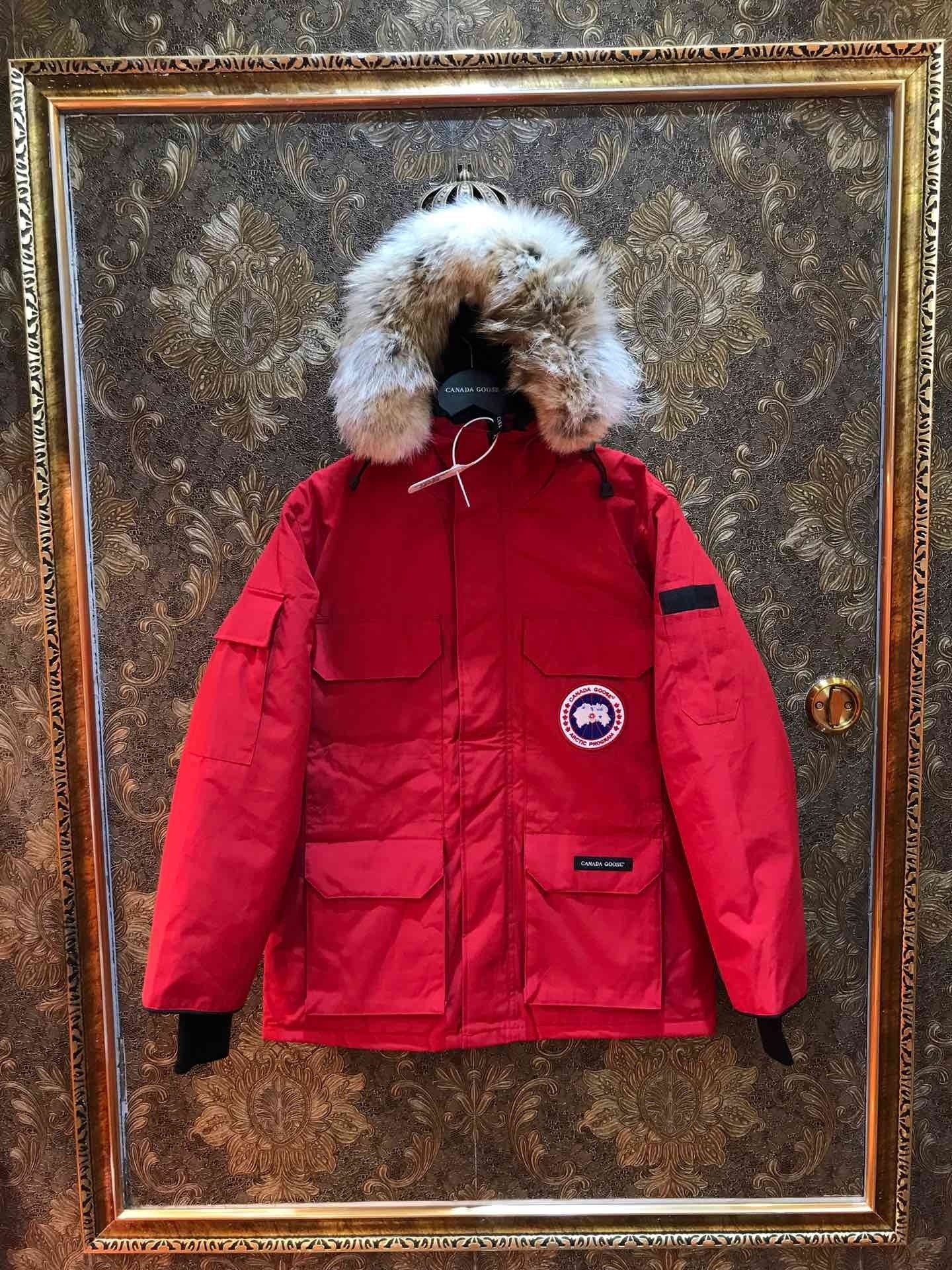 Red Mid  length Hooded Down Jacket