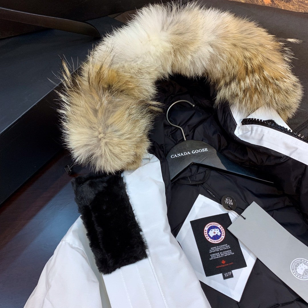 White Mid  length Hooded Down Jacket