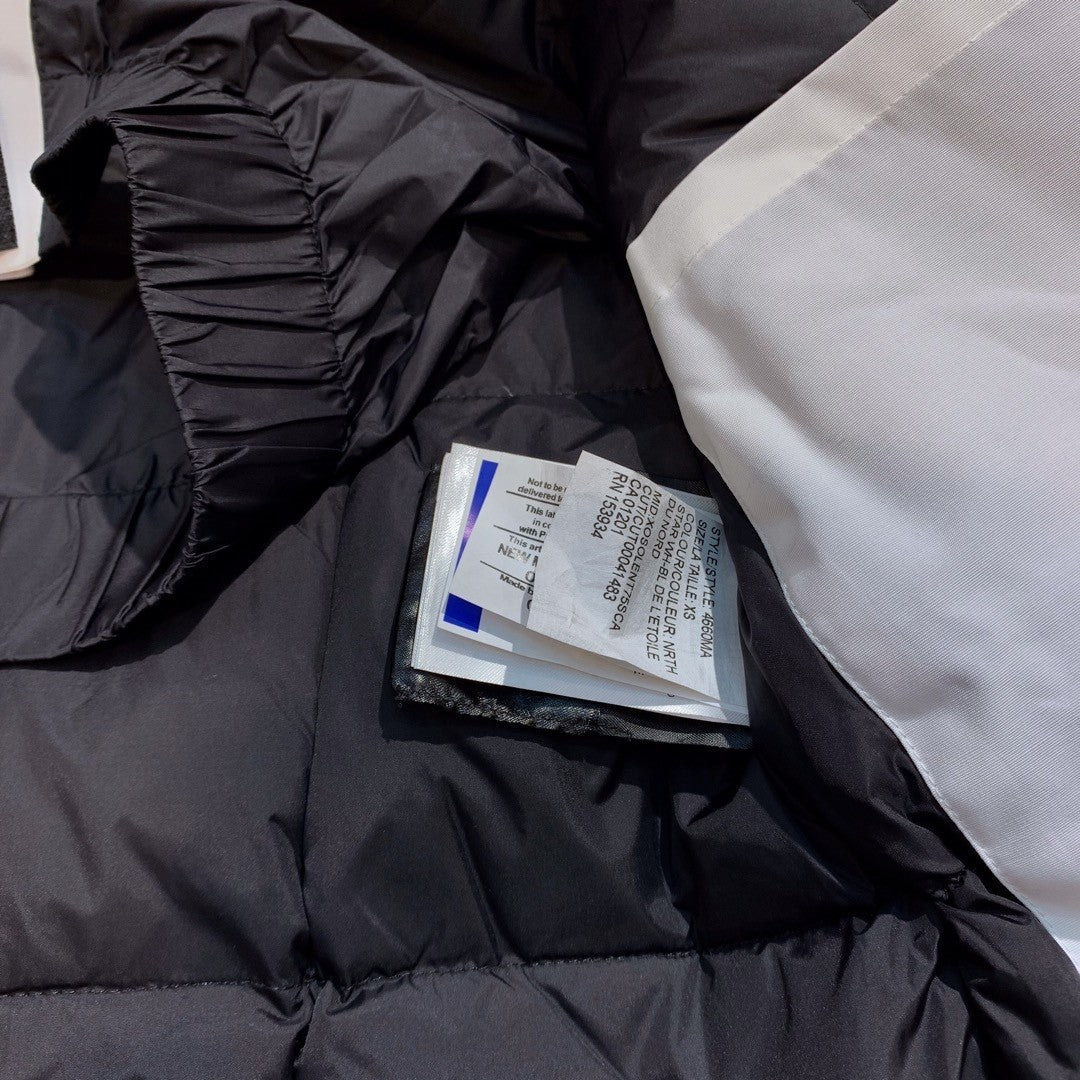 White Mid  length Hooded Down Jacket