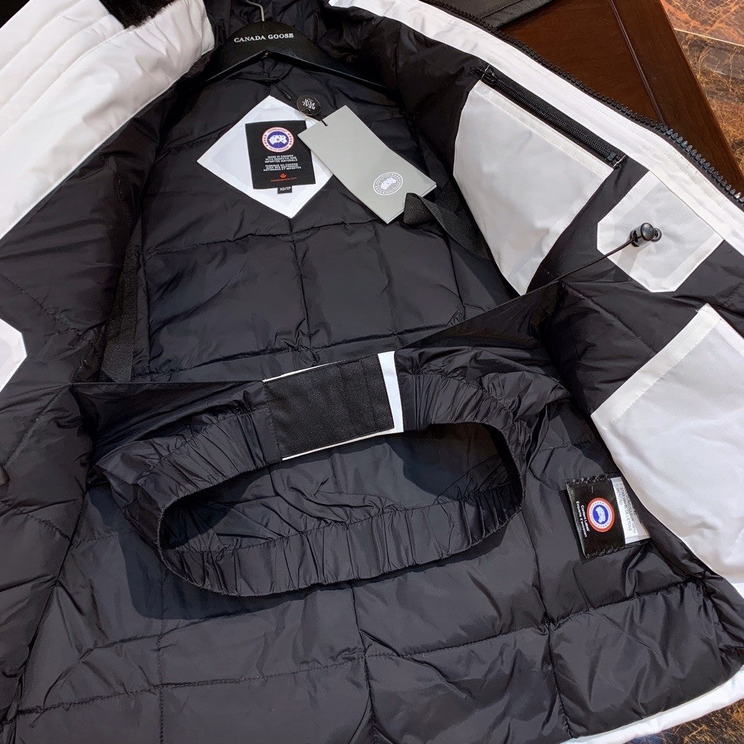 White Mid  length Hooded Down Jacket