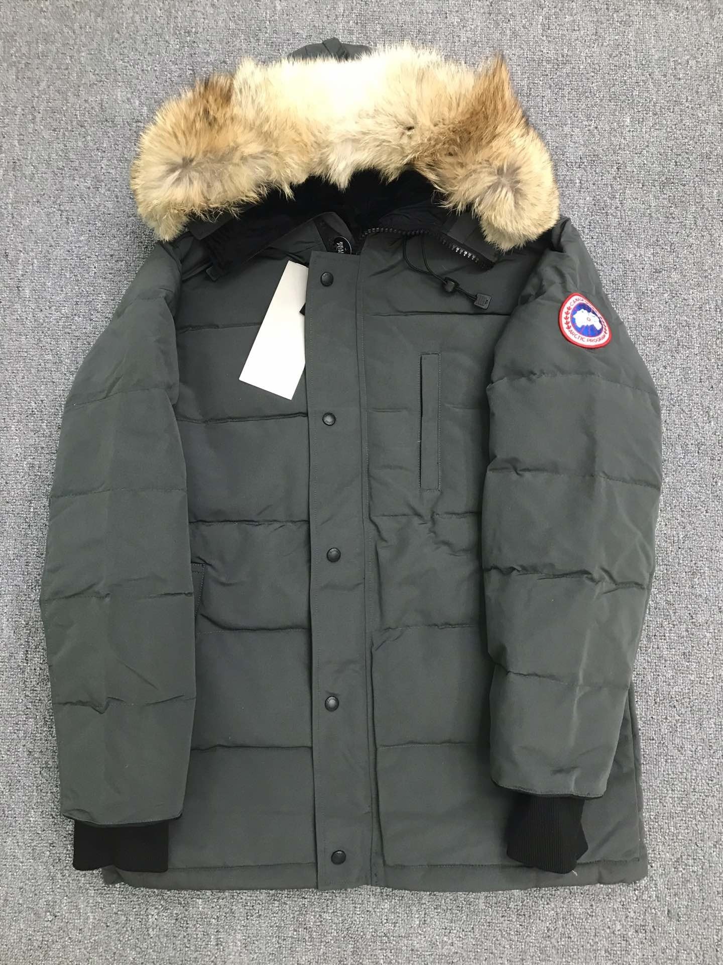 Dark Green Mid - length Hooded Down Jacket with Fur Trim