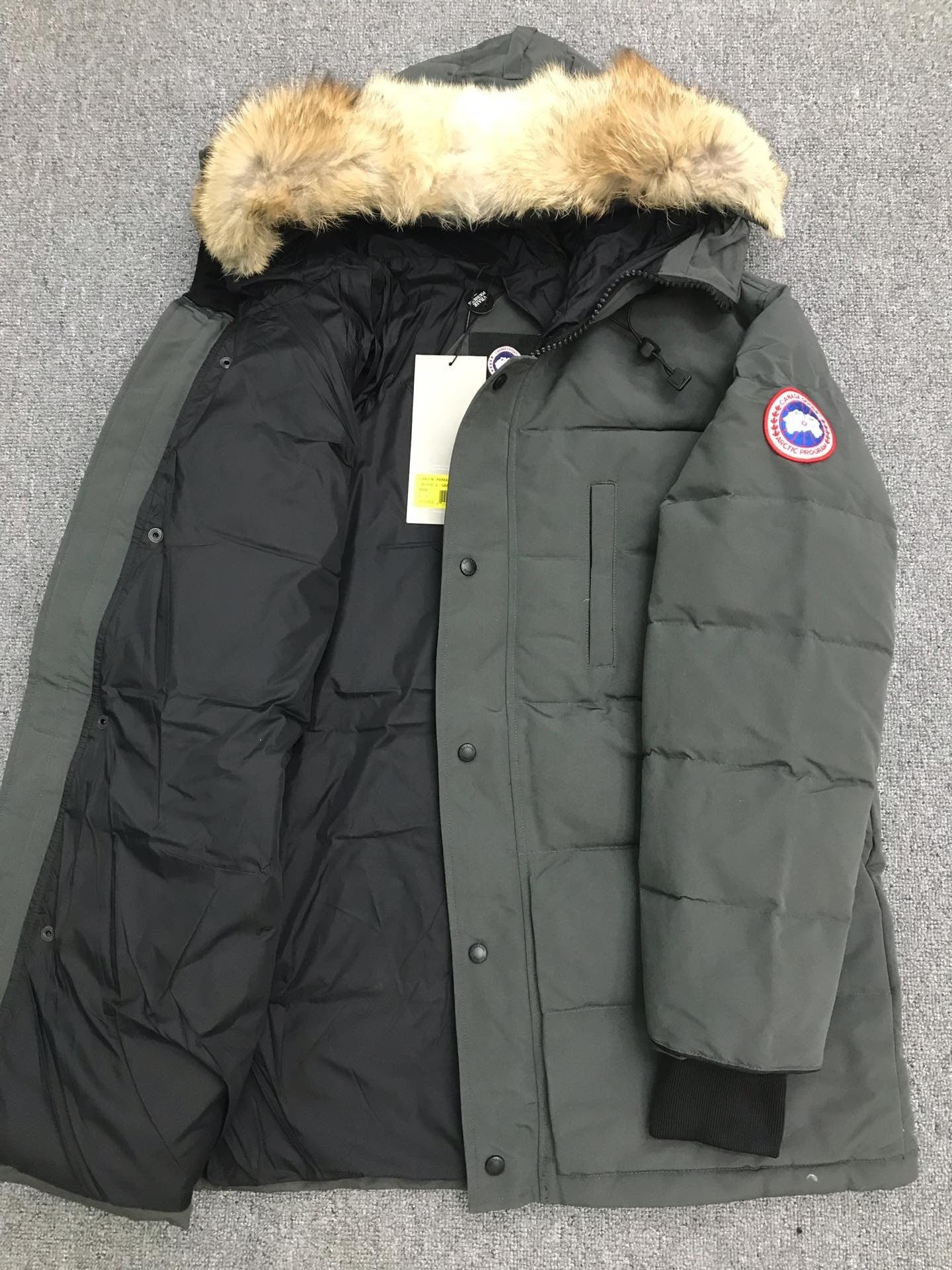 Dark Green Mid - length Hooded Down Jacket with Fur Trim