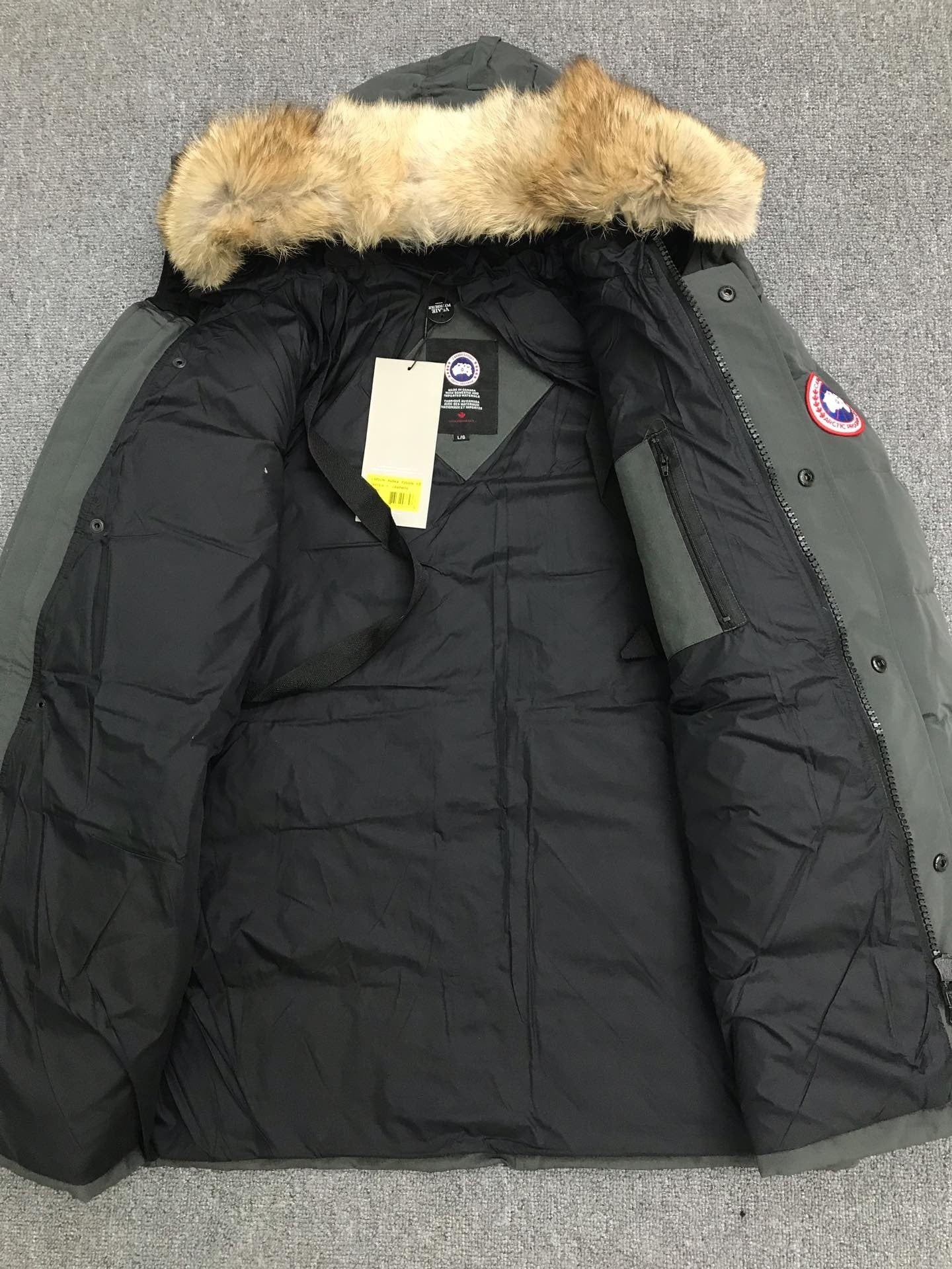 Dark Green Mid - length Hooded Down Jacket with Fur Trim