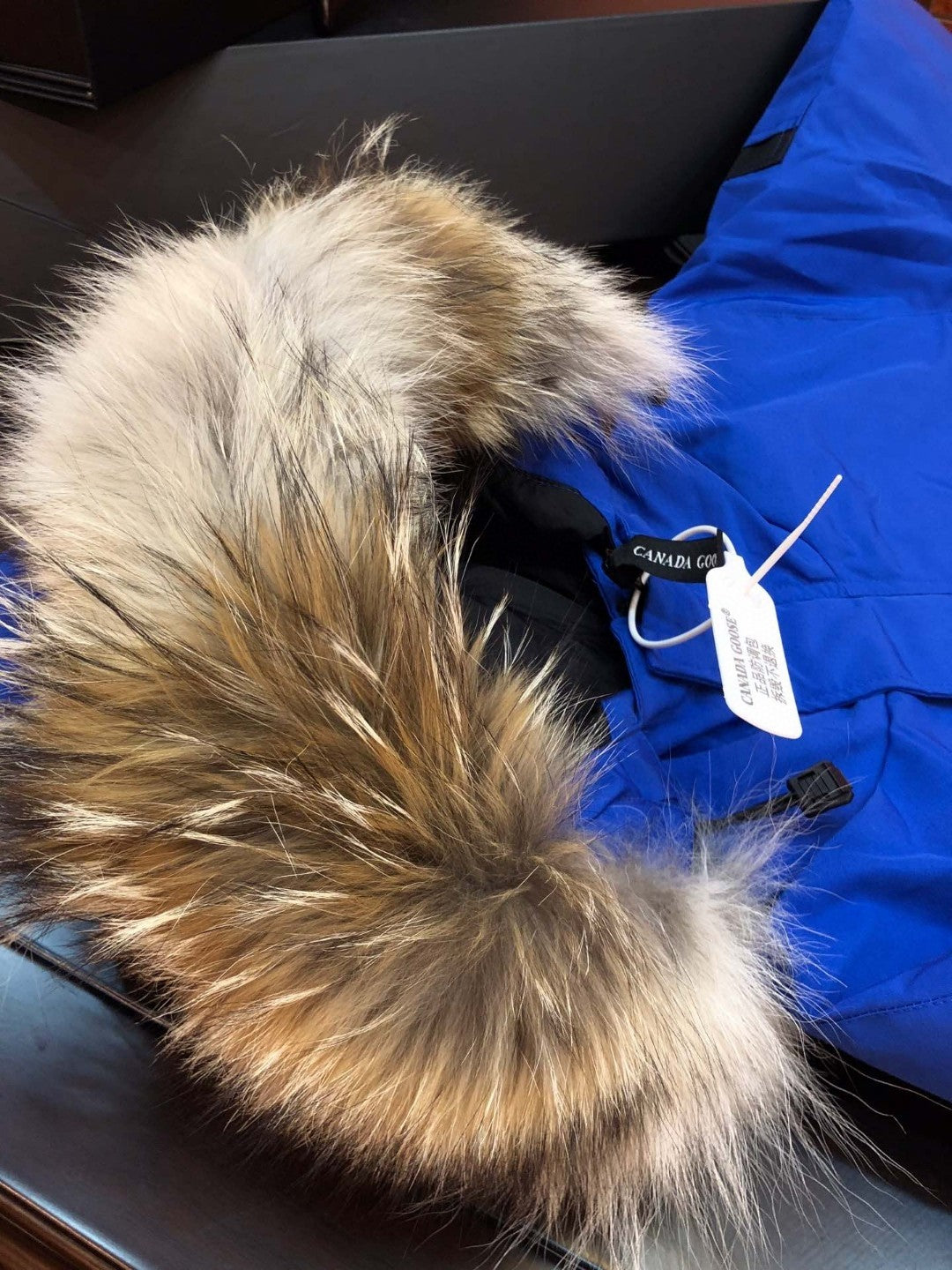 Blue Mid  length Hooded Down Jacket