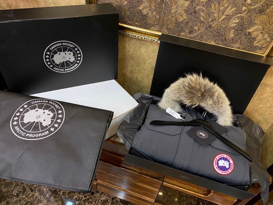 Grey Mid  length Hooded Down Jacket