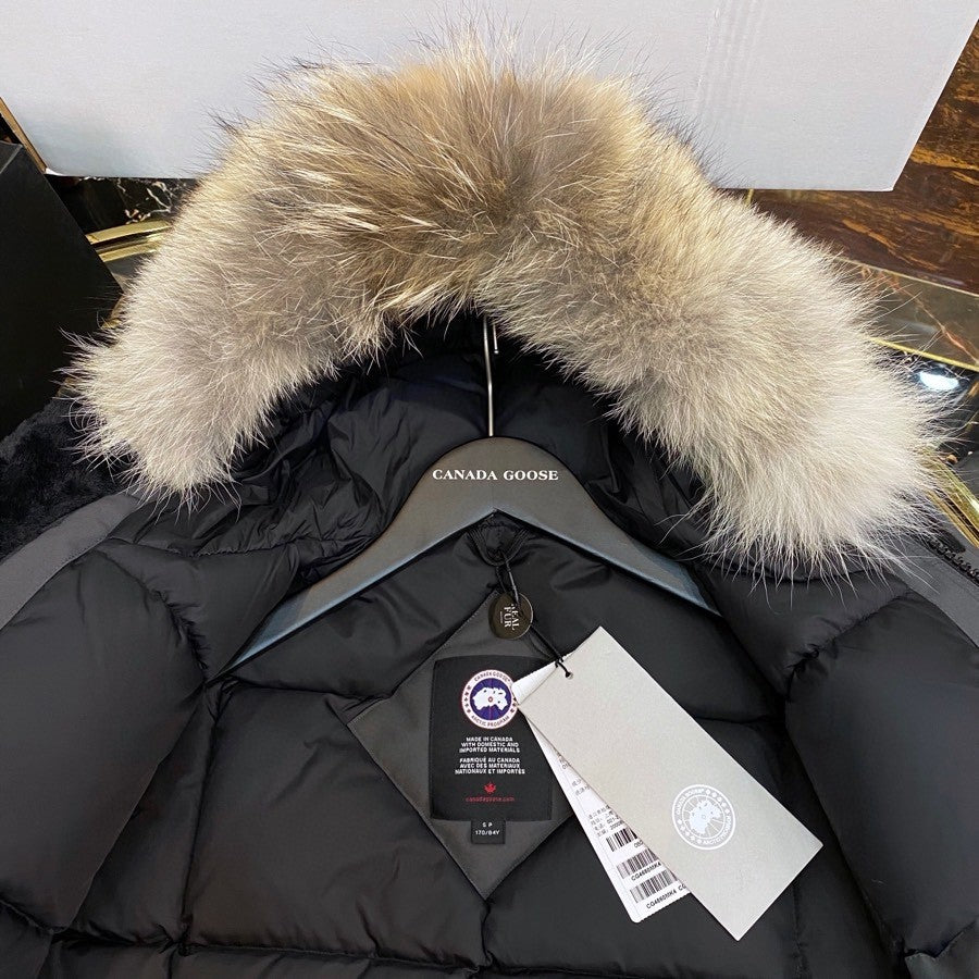 Grey Mid  length Hooded Down Jacket