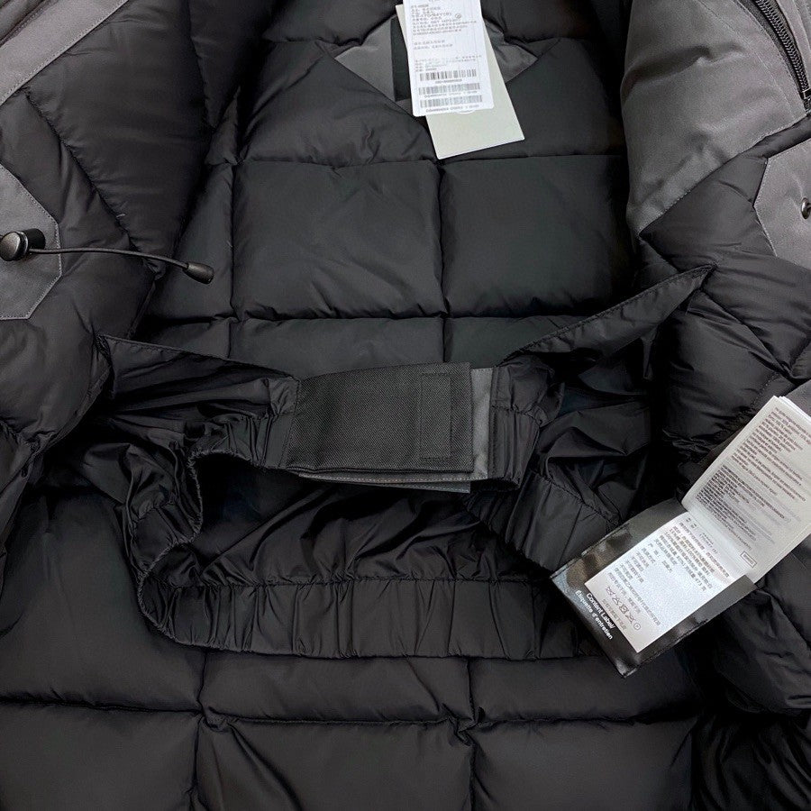 Grey Mid  length Hooded Down Jacket