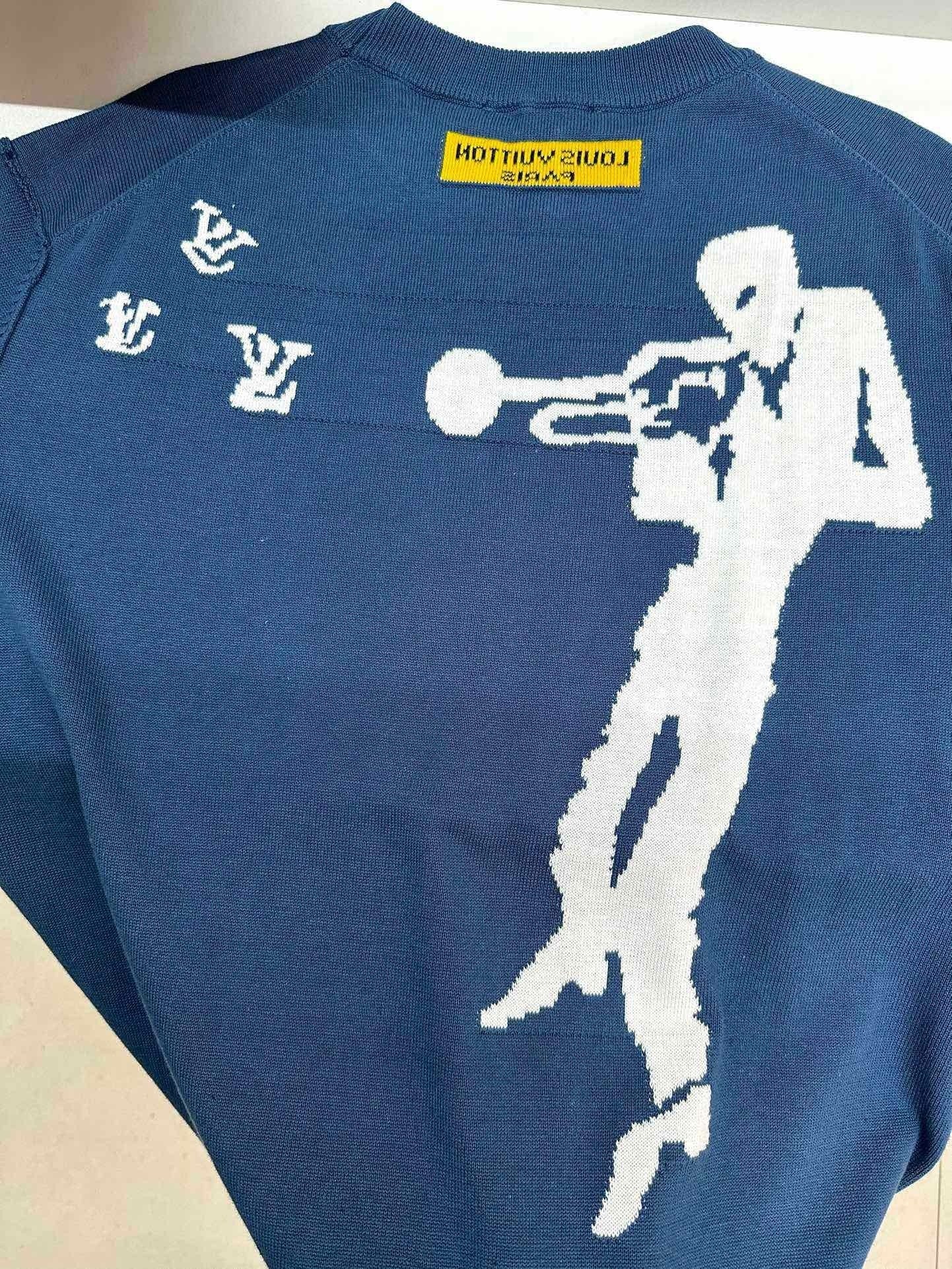 Jazz Music Jacquard Knit Crew Neck Short - Sleeve T - Shirt