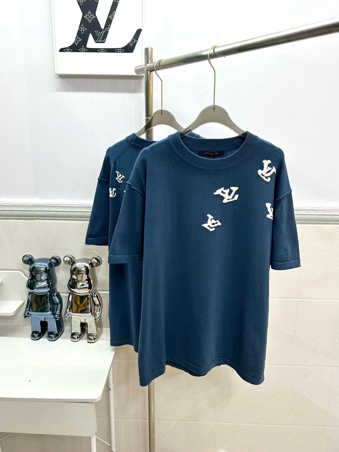 Jazz Music Jacquard Knit Crew Neck Short - Sleeve T - Shirt